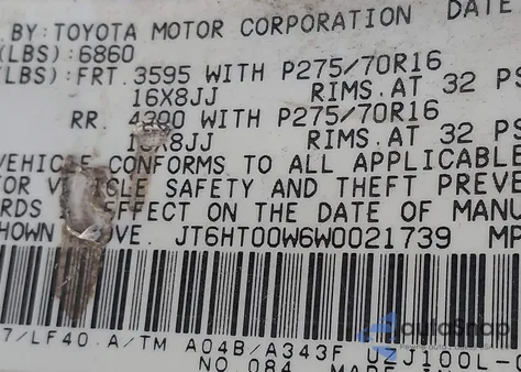 1998 Lexus Lx 470 z USA, uszkodzony, nr VIN JT6HT00W6W0021739